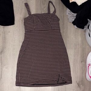 SHEIN Plaid Mini Bodycon Dress in Burgundy and Black